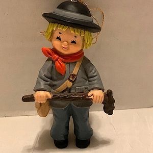 Vintage 1983 Bradford Farm Boy with Axe Christmas Ornament